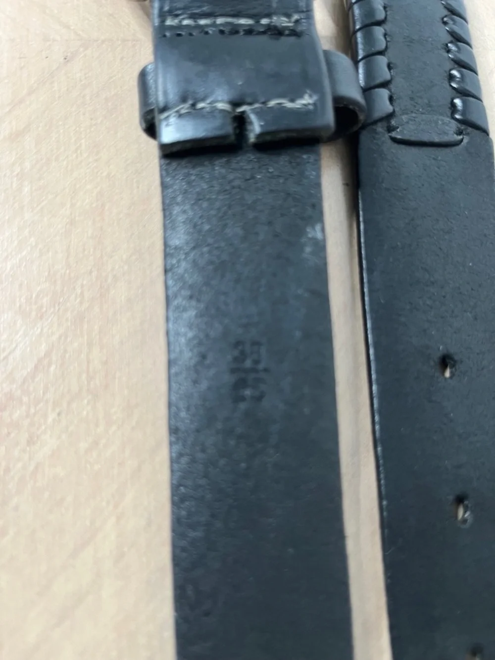Christian Dior Men's Black Leather Belt with Braided Tip and Silver Buckle 38